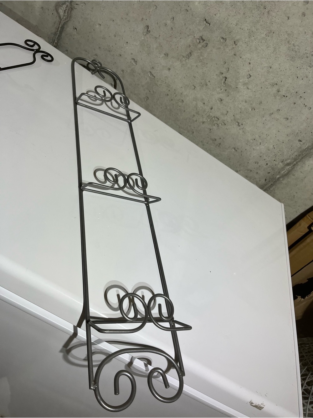 Metal Scrollwork Plate Shelf - Gray